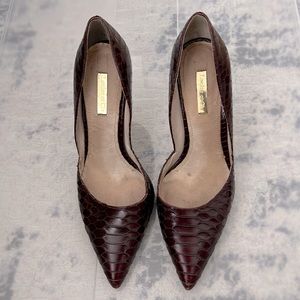 Louise et Cie Burgundy Croc D’Orsay Leather Pump, 3” Heel